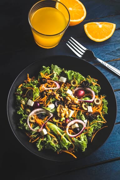 Plated salad from above