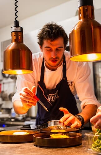 Chef preparing a dessert