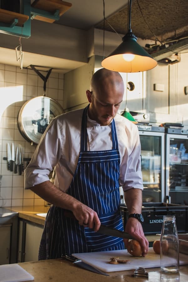 Chef flambéing a dish